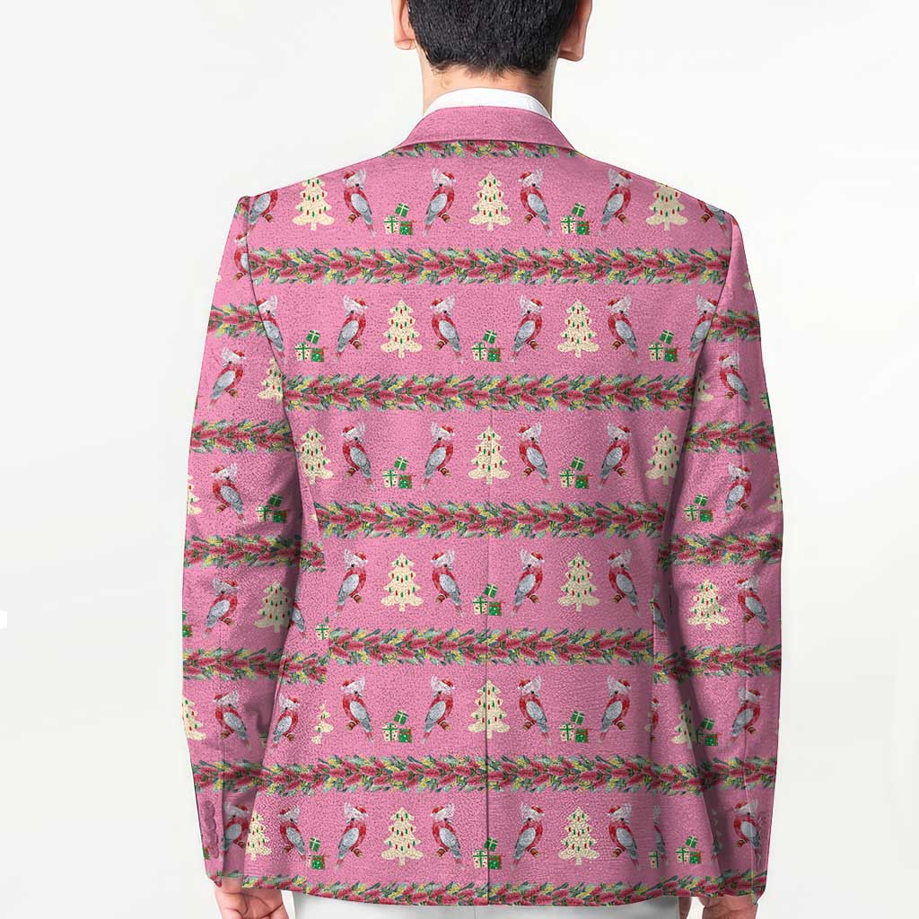 Australia Pink Galah Christmas Blazer Eolophus Roseicapilla Bottlebrush Seamless - Aussie Hoodie