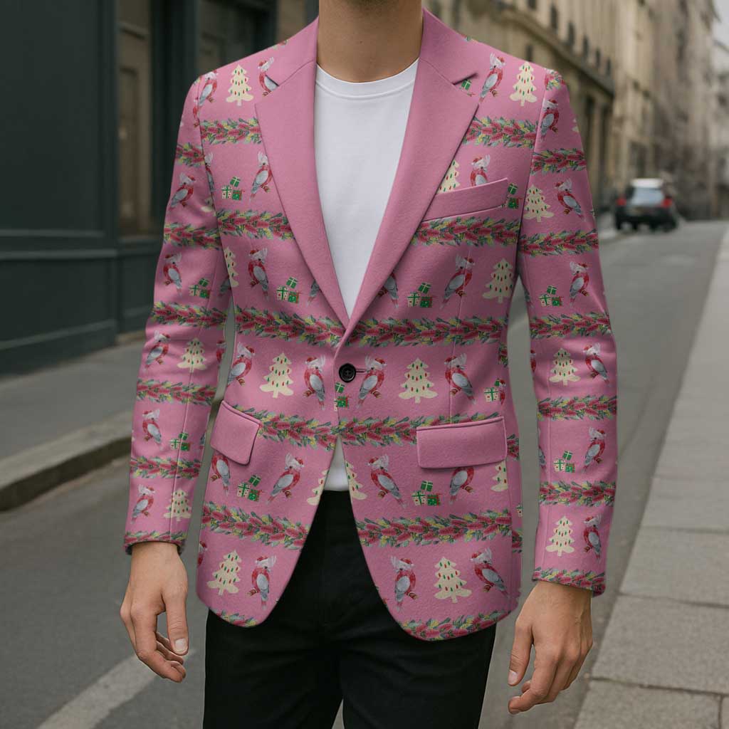 Australia Pink Galah Christmas Blazer Eolophus Roseicapilla Bottlebrush Seamless - Aussie Hoodie