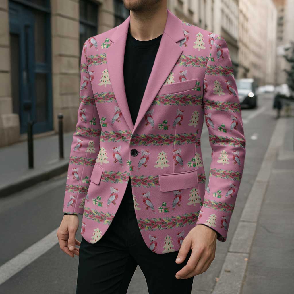 Australia Pink Galah Christmas Blazer Eolophus Roseicapilla Bottlebrush Seamless - Aussie Hoodie