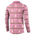 Australia Pink Galah Christmas Button Sweatshirt Eolophus Roseicapilla Bottlebrush Seamless - Aussie Hoodie