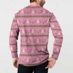 Australia Pink Galah Christmas Button Sweatshirt Eolophus Roseicapilla Bottlebrush Seamless - Aussie Hoodie