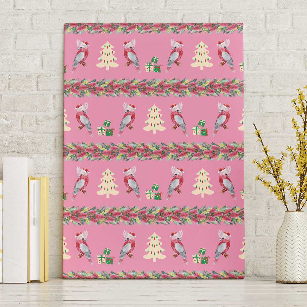 Australia Pink Galah Christmas Canvas Wall Art Eolophus Roseicapilla Bottlebrush Seamless - Aussie Hoodie
