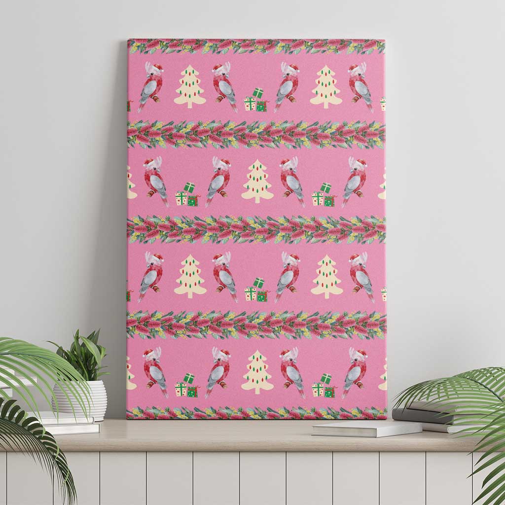 Australia Pink Galah Christmas Canvas Wall Art Eolophus Roseicapilla Bottlebrush Seamless - Aussie Hoodie