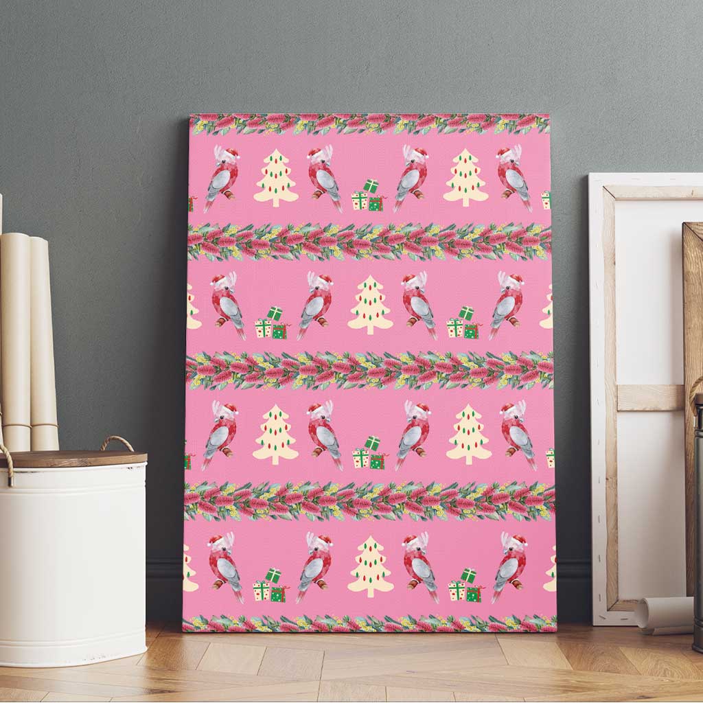 Australia Pink Galah Christmas Canvas Wall Art Eolophus Roseicapilla Bottlebrush Seamless - Aussie Hoodie