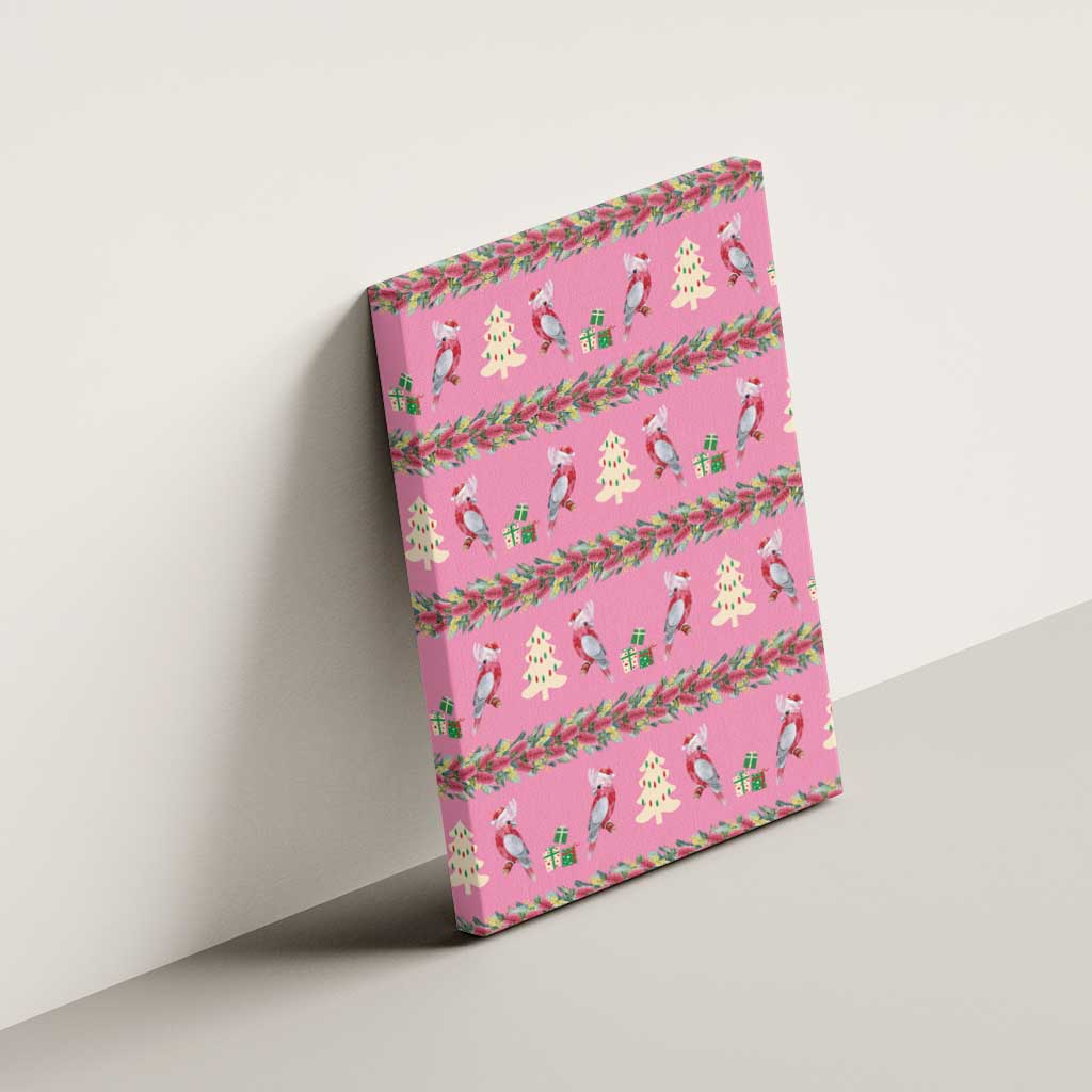 Australia Pink Galah Christmas Canvas Wall Art Eolophus Roseicapilla Bottlebrush Seamless - Aussie Hoodie