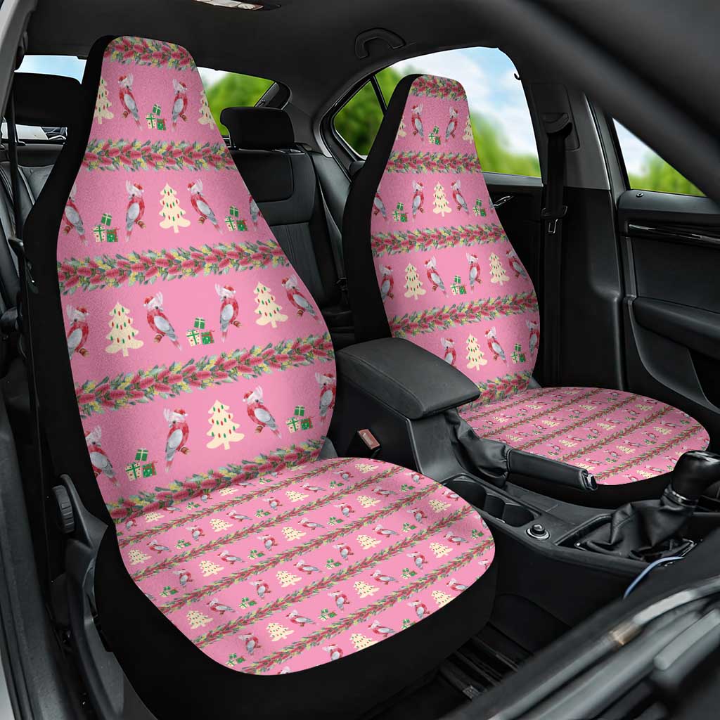 Australia Pink Galah Christmas Car Seat Cover Eolophus Roseicapilla Bottlebrush Seamless - Aussie Hoodie