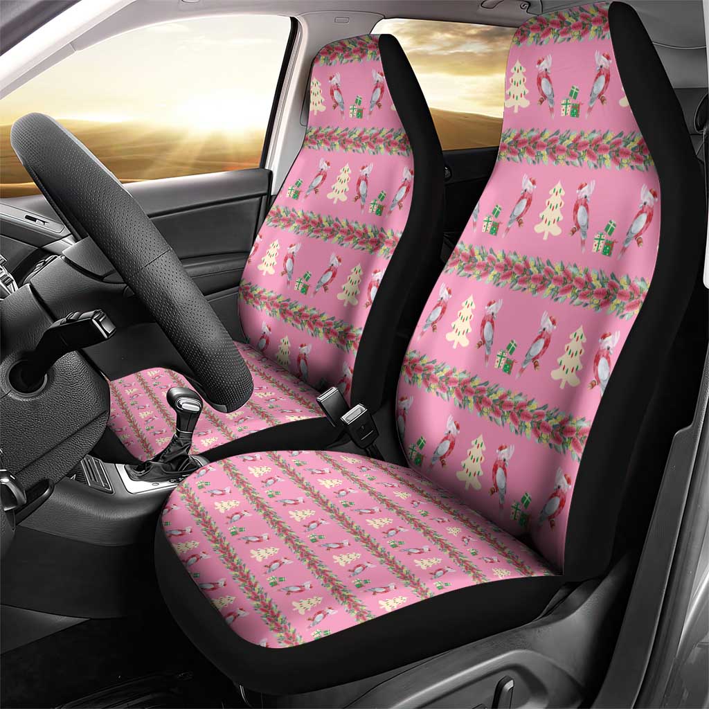 Australia Pink Galah Christmas Car Seat Cover Eolophus Roseicapilla Bottlebrush Seamless - Aussie Hoodie