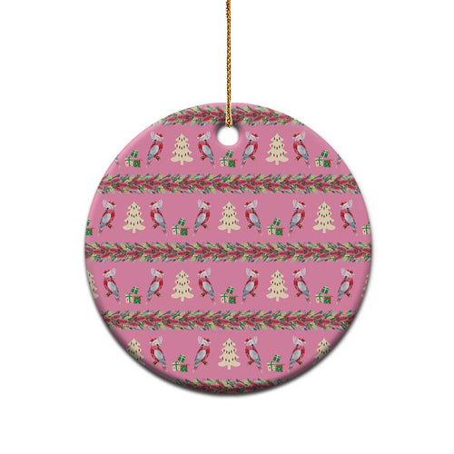 Australia Pink Galah Christmas Ceramic Ornament Eolophus Roseicapilla Bottlebrush Seamless - Aussie Hoodie