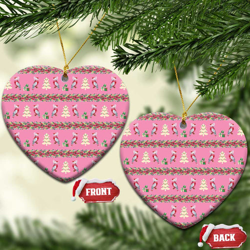 Australia Pink Galah Christmas Ceramic Ornament Eolophus Roseicapilla Bottlebrush Seamless - Aussie Hoodie