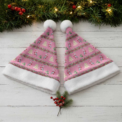 Australia Pink Galah Christmas Santa Hat Eolophus Roseicapilla Bottlebrush Seamless - Aussie Hoodie