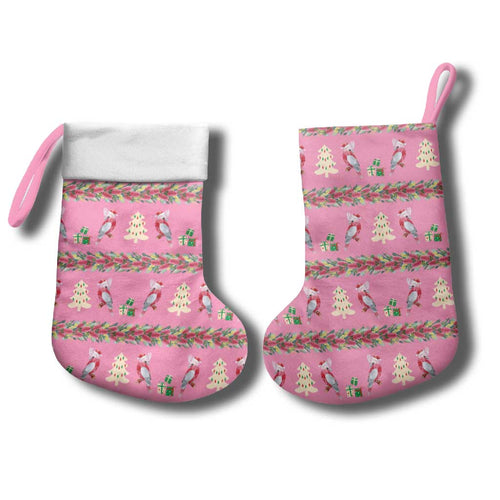Australia Pink Galah Christmas Stocking Eolophus Roseicapilla Bottlebrush Seamless - Aussie Hoodie