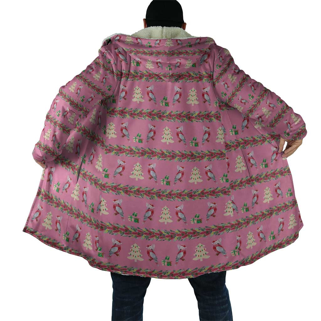 Australia Pink Galah Christmas Cloak Eolophus Roseicapilla Bottlebrush Seamless - Aussie Hoodie