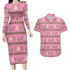 Australia Pink Galah Christmas Couples Matching Long Sleeve Bodycon Dress and Hawaiian Shirt Eolophus Roseicapilla Bottlebrush Seamless - Aussie Hoodie