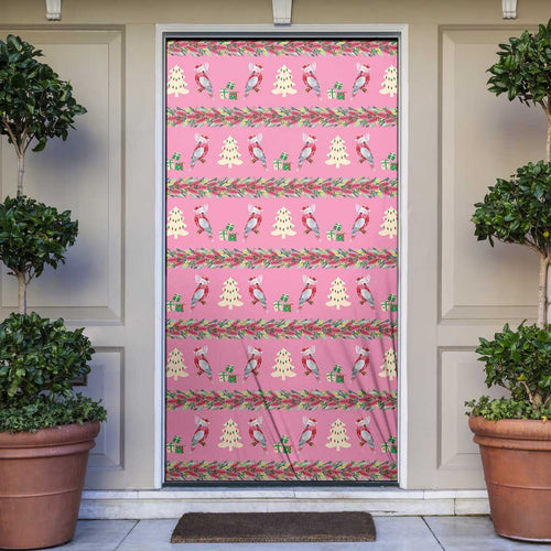 Australia Pink Galah Christmas Door Cover Eolophus Roseicapilla Bottlebrush Seamless - Aussie Hoodie
