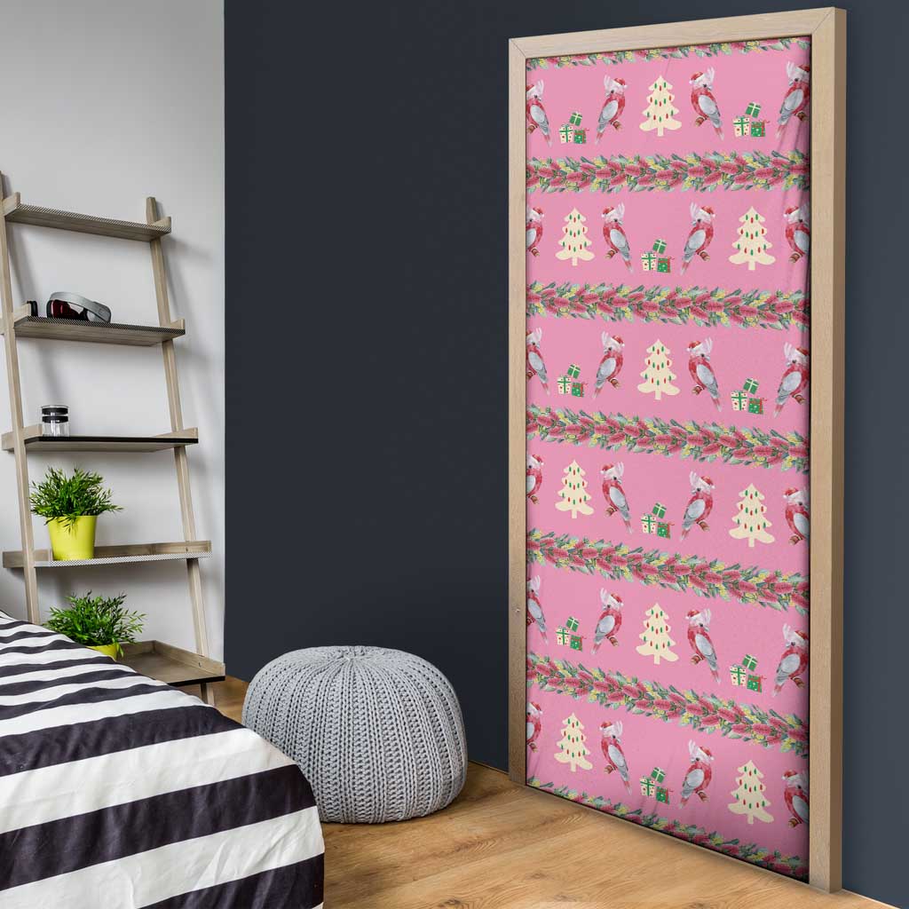 Australia Pink Galah Christmas Door Cover Eolophus Roseicapilla Bottlebrush Seamless - Aussie Hoodie