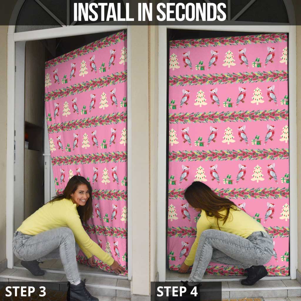 Australia Pink Galah Christmas Door Cover Eolophus Roseicapilla Bottlebrush Seamless - Aussie Hoodie