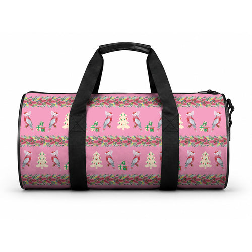 Australia Pink Galah Christmas Duffle Bag Eolophus Roseicapilla Bottlebrush Seamless