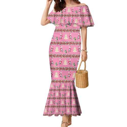 Australia Pink Galah Christmas Family Matching Mermaid Dress and Hawaiian Shirt Eolophus Roseicapilla Bottlebrush Seamless - Aussie Hoodie