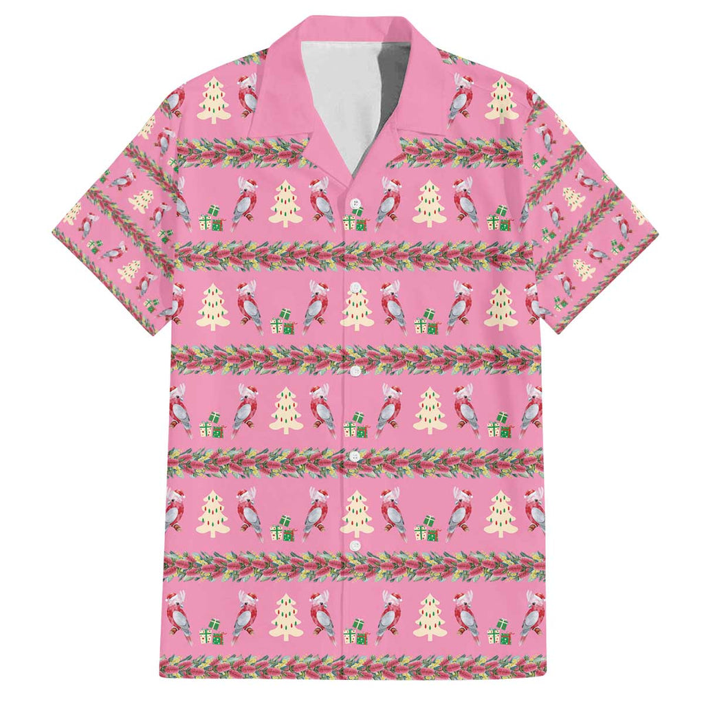 Australia Pink Galah Christmas Family Matching Off The Shoulder Long Sleeve Dress and Hawaiian Shirt Eolophus Roseicapilla Bottlebrush Seamless - Aussie Hoodie