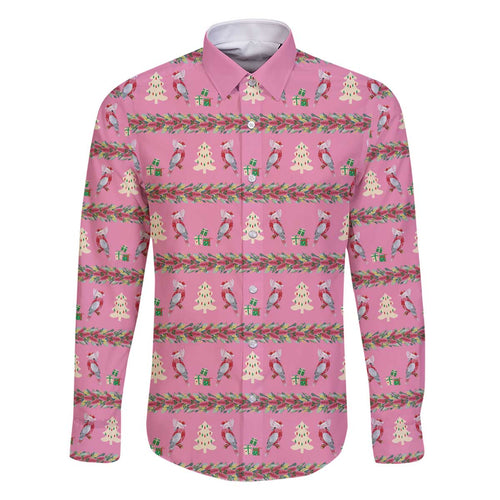 Australia Pink Galah Christmas Family Matching Off The Shoulder Long Sleeve Dress and Hawaiian Shirt Eolophus Roseicapilla Bottlebrush Seamless - Aussie Hoodie