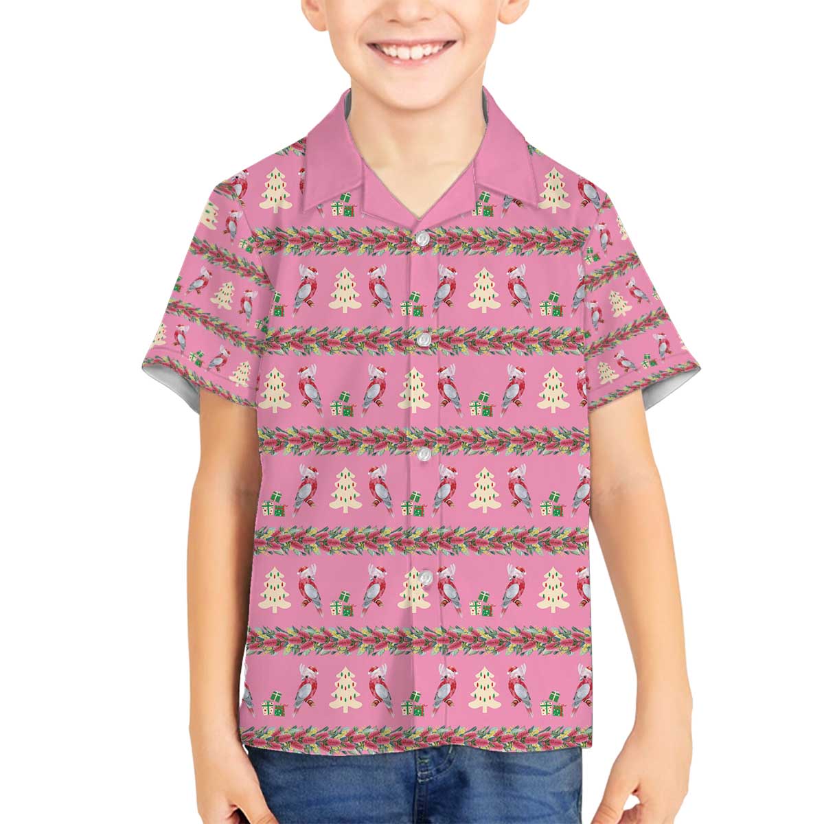 Australia Pink Galah Christmas Family Matching Off The Shoulder Long Sleeve Dress and Hawaiian Shirt Eolophus Roseicapilla Bottlebrush Seamless - Aussie Hoodie