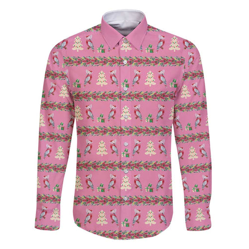Australia Pink Galah Christmas Family Matching Off Shoulder Maxi Dress and Hawaiian Shirt Eolophus Roseicapilla Bottlebrush Seamless - Aussie Hoodie