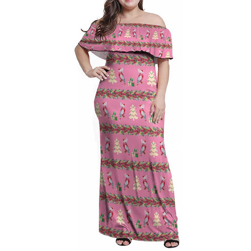 Australia Pink Galah Christmas Family Matching Off Shoulder Maxi Dress and Hawaiian Shirt Eolophus Roseicapilla Bottlebrush Seamless - Aussie Hoodie