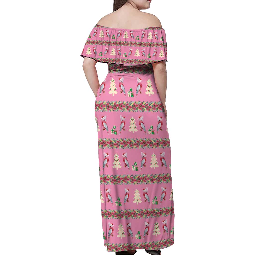 Australia Pink Galah Christmas Family Matching Off Shoulder Maxi Dress and Hawaiian Shirt Eolophus Roseicapilla Bottlebrush Seamless - Aussie Hoodie