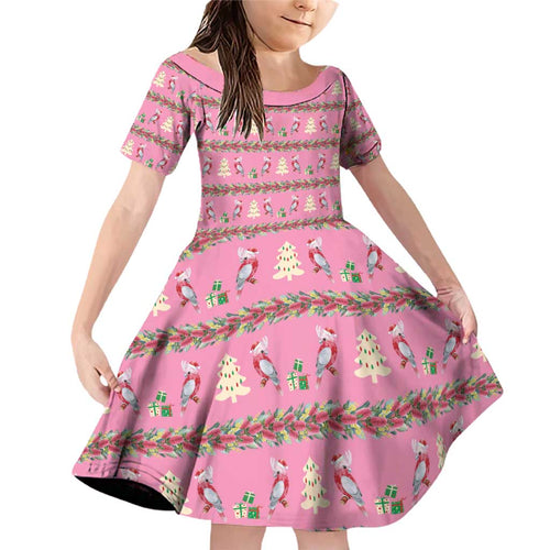 Australia Pink Galah Christmas Family Matching Off Shoulder Short Dress and Hawaiian Shirt Eolophus Roseicapilla Bottlebrush Seamless - Aussie Hoodie