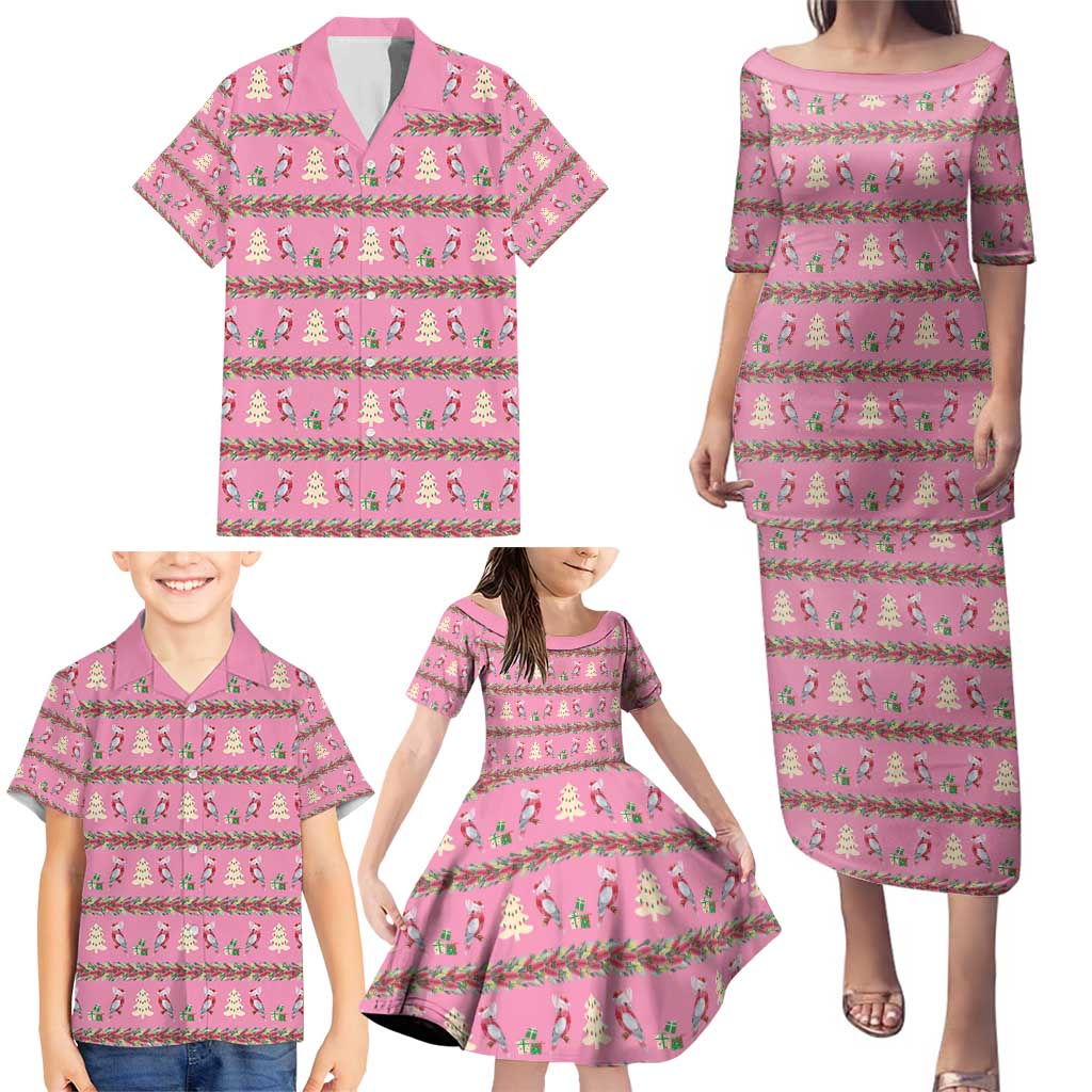 Australia Pink Galah Christmas Family Matching Puletasi and Hawaiian Shirt Eolophus Roseicapilla Bottlebrush Seamless - Aussie Hoodie
