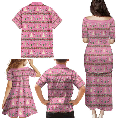 Australia Pink Galah Christmas Family Matching Puletasi and Hawaiian Shirt Eolophus Roseicapilla Bottlebrush Seamless - Aussie Hoodie