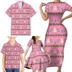 Australia Pink Galah Christmas Family Matching Short Sleeve Bodycon Dress and Hawaiian Shirt Eolophus Roseicapilla Bottlebrush Seamless - Aussie Hoodie