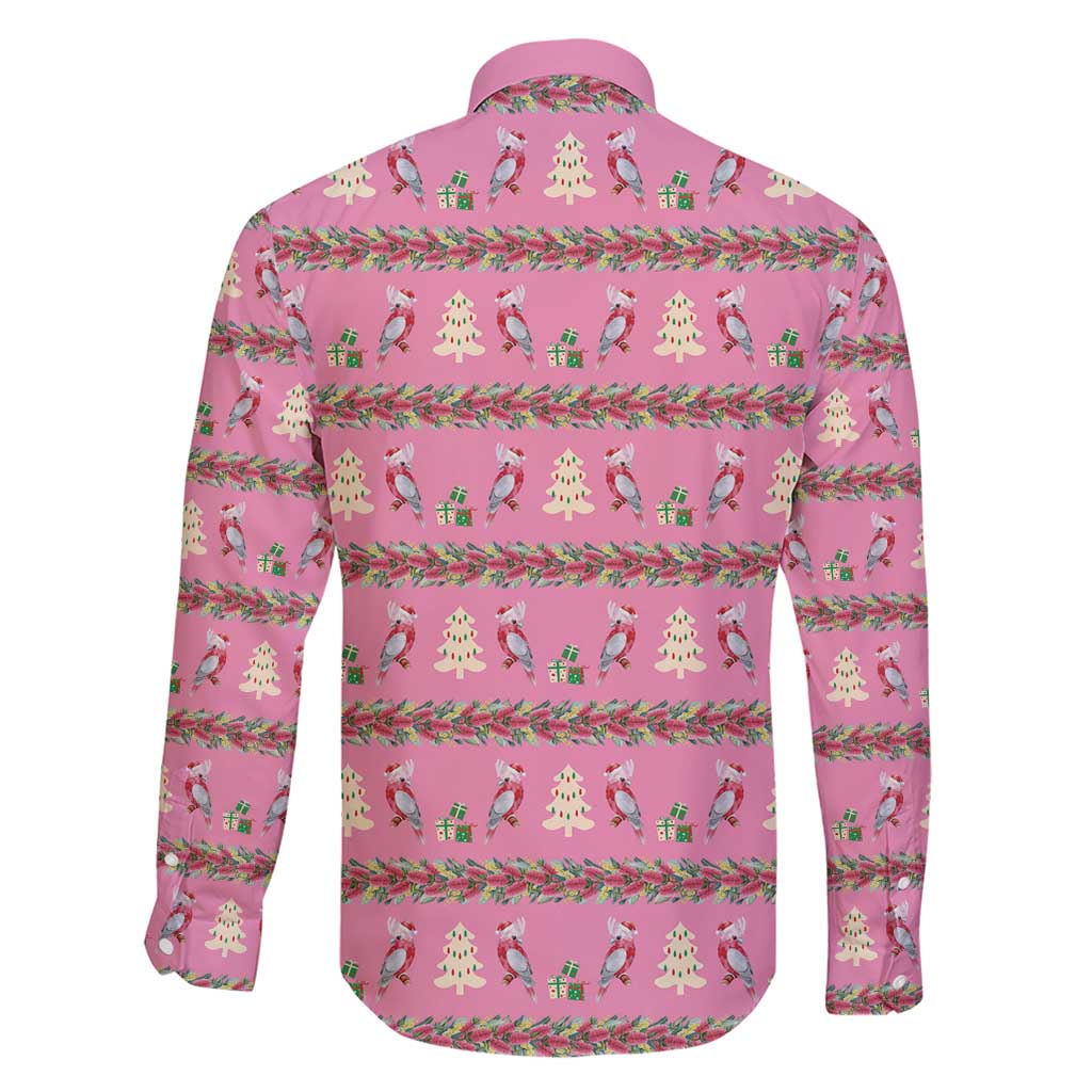Australia Pink Galah Christmas Family Matching Short Sleeve Bodycon Dress and Hawaiian Shirt Eolophus Roseicapilla Bottlebrush Seamless - Aussie Hoodie