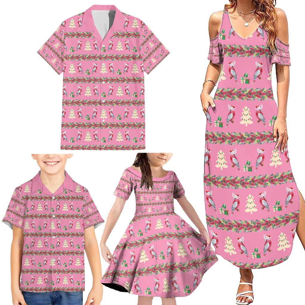 Australia Pink Galah Christmas Family Matching Summer Maxi Dress and Hawaiian Shirt Eolophus Roseicapilla Bottlebrush Seamless - Aussie Hoodie