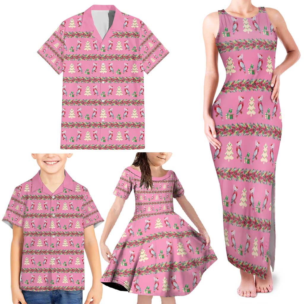 Australia Pink Galah Christmas Family Matching Tank Maxi Dress and Hawaiian Shirt Eolophus Roseicapilla Bottlebrush Seamless - Aussie Hoodie