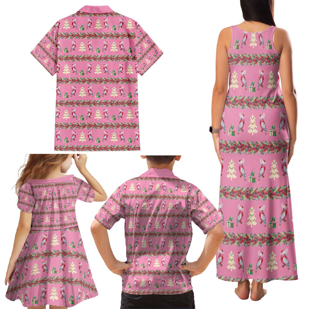 Australia Pink Galah Christmas Family Matching Tank Maxi Dress and Hawaiian Shirt Eolophus Roseicapilla Bottlebrush Seamless - Aussie Hoodie