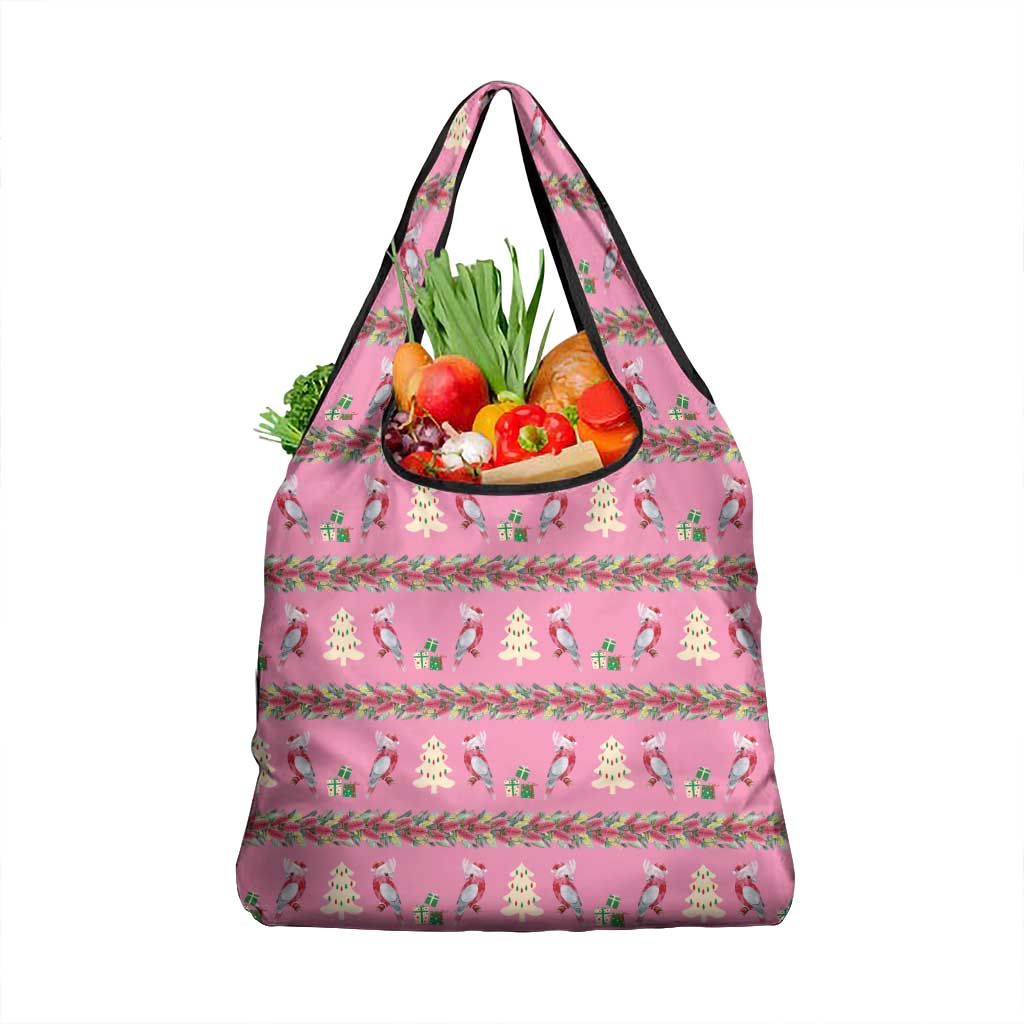 Australia Pink Galah Christmas Grocery Bag Eolophus Roseicapilla Bottlebrush Seamless - Aussie Hoodie
