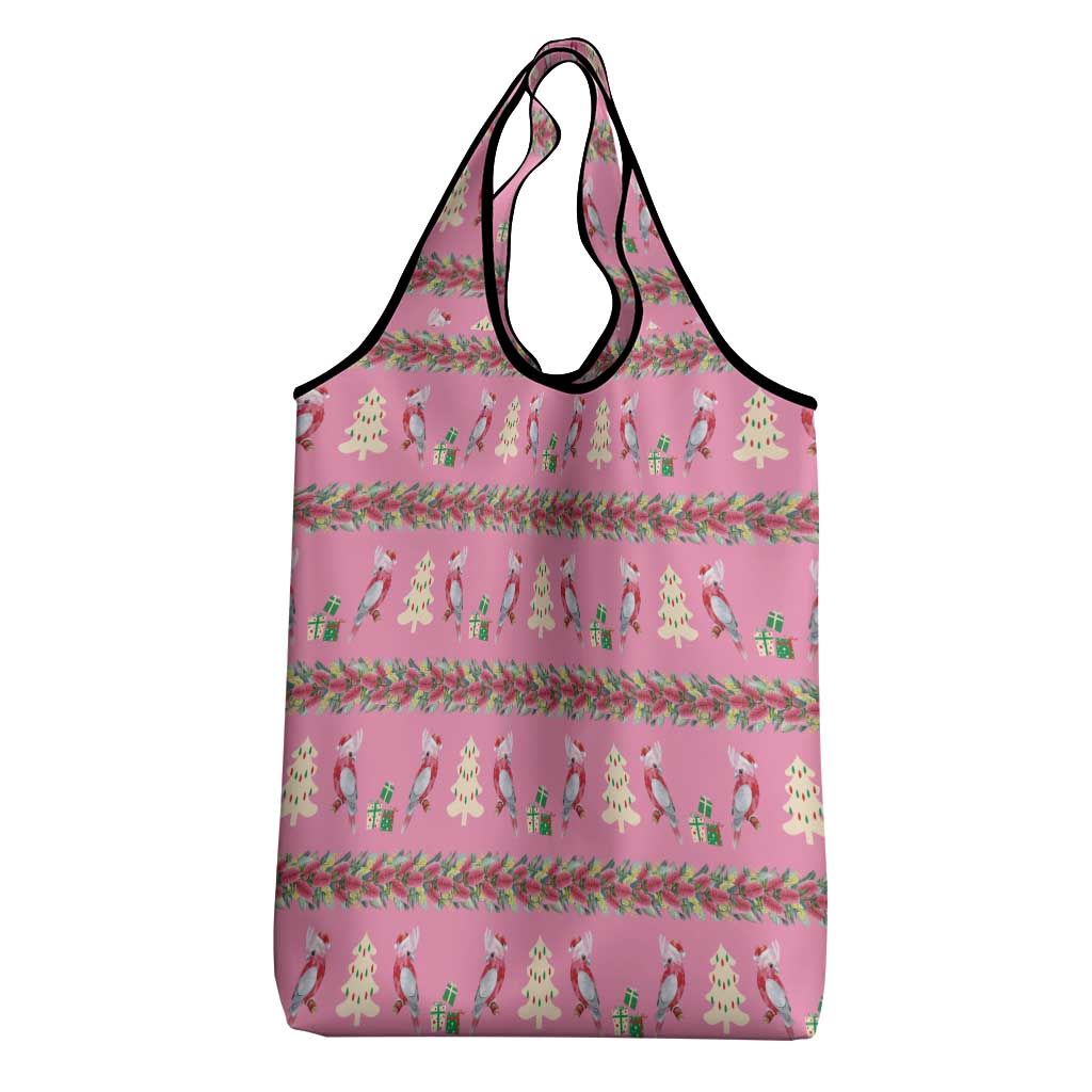 Australia Pink Galah Christmas Grocery Bag Eolophus Roseicapilla Bottlebrush Seamless - Aussie Hoodie