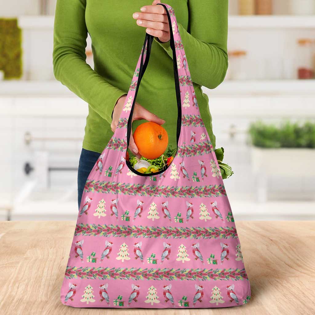 Australia Pink Galah Christmas Grocery Bag Eolophus Roseicapilla Bottlebrush Seamless - Aussie Hoodie