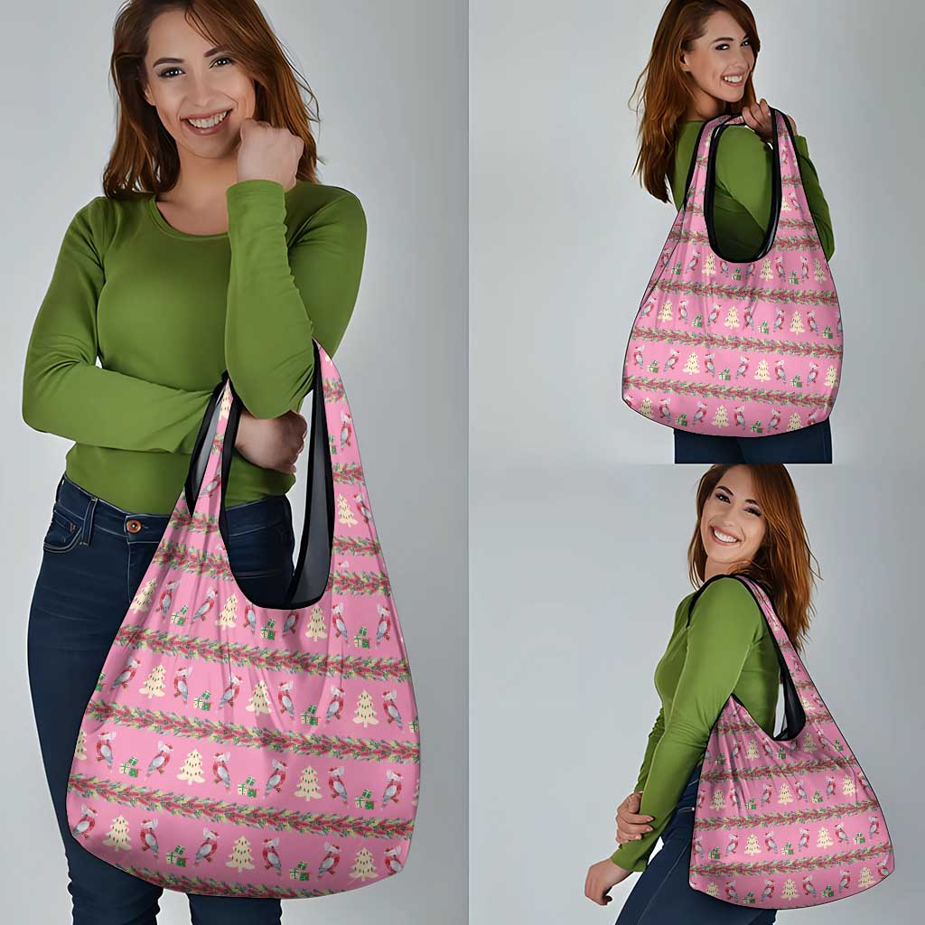 Australia Pink Galah Christmas Grocery Bag Eolophus Roseicapilla Bottlebrush Seamless - Aussie Hoodie