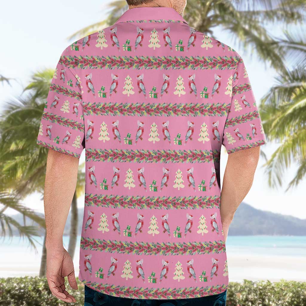 Australia Pink Galah Christmas Hawaiian Shirt Eolophus Roseicapilla Bottlebrush Seamless - Aussie Hoodie