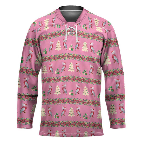 Australia Pink Galah Christmas Hockey Jersey Eolophus Roseicapilla Bottlebrush Seamless - Aussie Hoodie