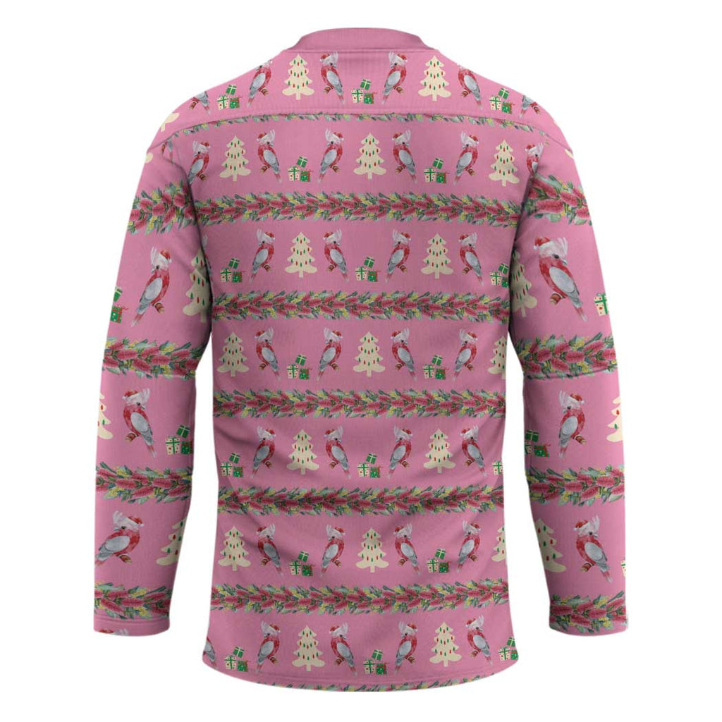 Australia Pink Galah Christmas Hockey Jersey Eolophus Roseicapilla Bottlebrush Seamless - Aussie Hoodie