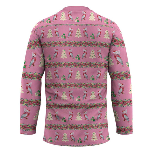 Australia Pink Galah Christmas Hockey Jersey Eolophus Roseicapilla Bottlebrush Seamless - Aussie Hoodie