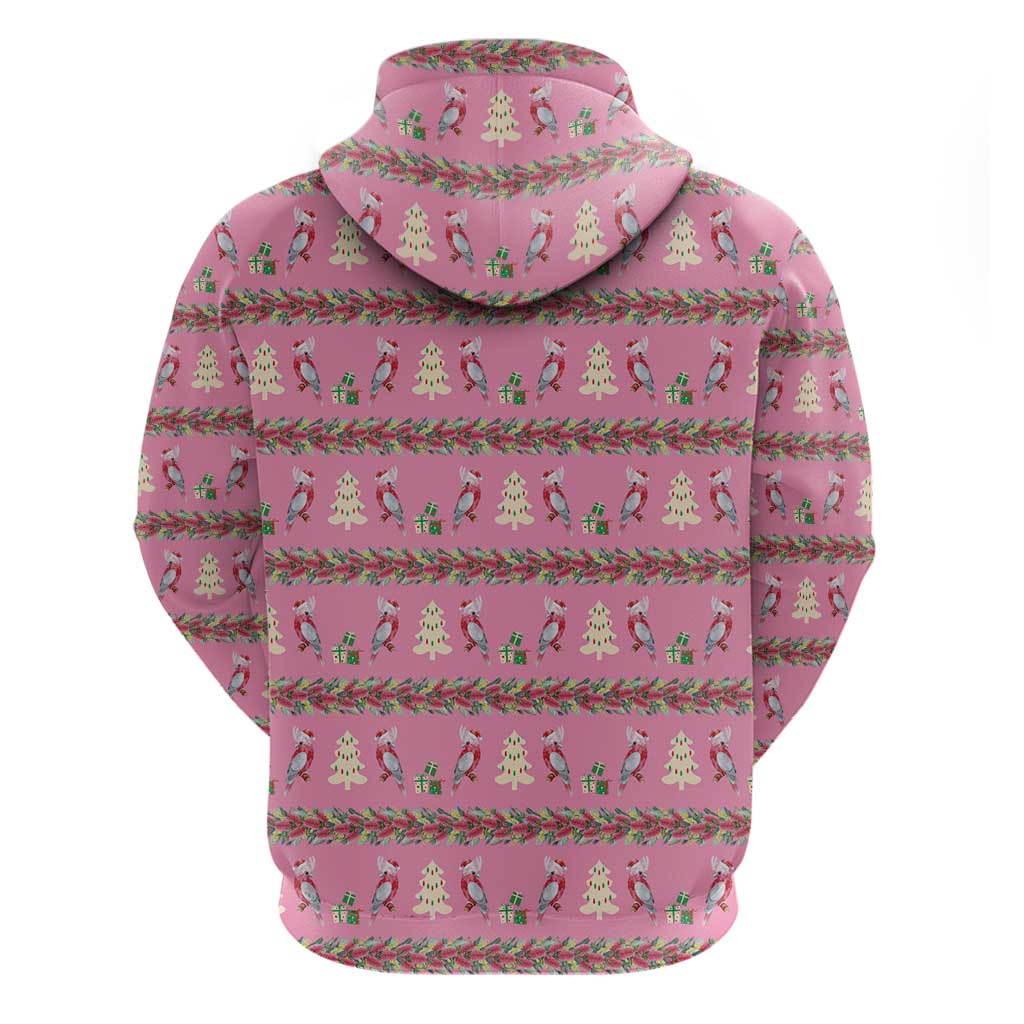 Australia Pink Galah Christmas Hoodie Eolophus Roseicapilla Bottlebrush Seamless - Aussie Hoodie