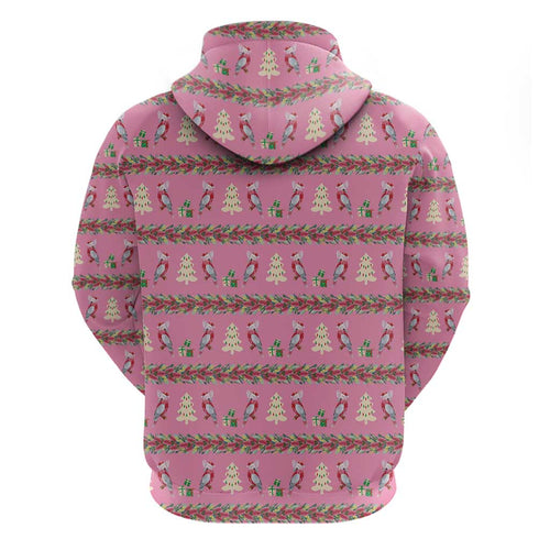 Australia Pink Galah Christmas Hoodie Eolophus Roseicapilla Bottlebrush Seamless - Aussie Hoodie