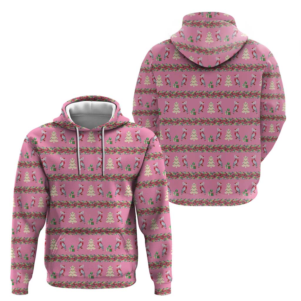 Australia Pink Galah Christmas Hoodie Eolophus Roseicapilla Bottlebrush Seamless - Aussie Hoodie