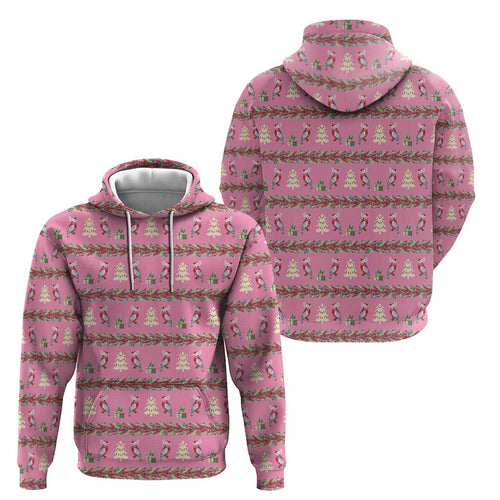 Australia Pink Galah Christmas Hoodie Eolophus Roseicapilla Bottlebrush Seamless - Aussie Hoodie