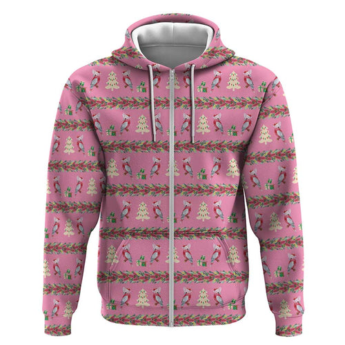 Australia Pink Galah Christmas Hoodie Eolophus Roseicapilla Bottlebrush Seamless - Aussie Hoodie