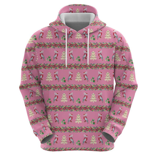 Australia Pink Galah Christmas Hoodie Eolophus Roseicapilla Bottlebrush Seamless - Aussie Hoodie